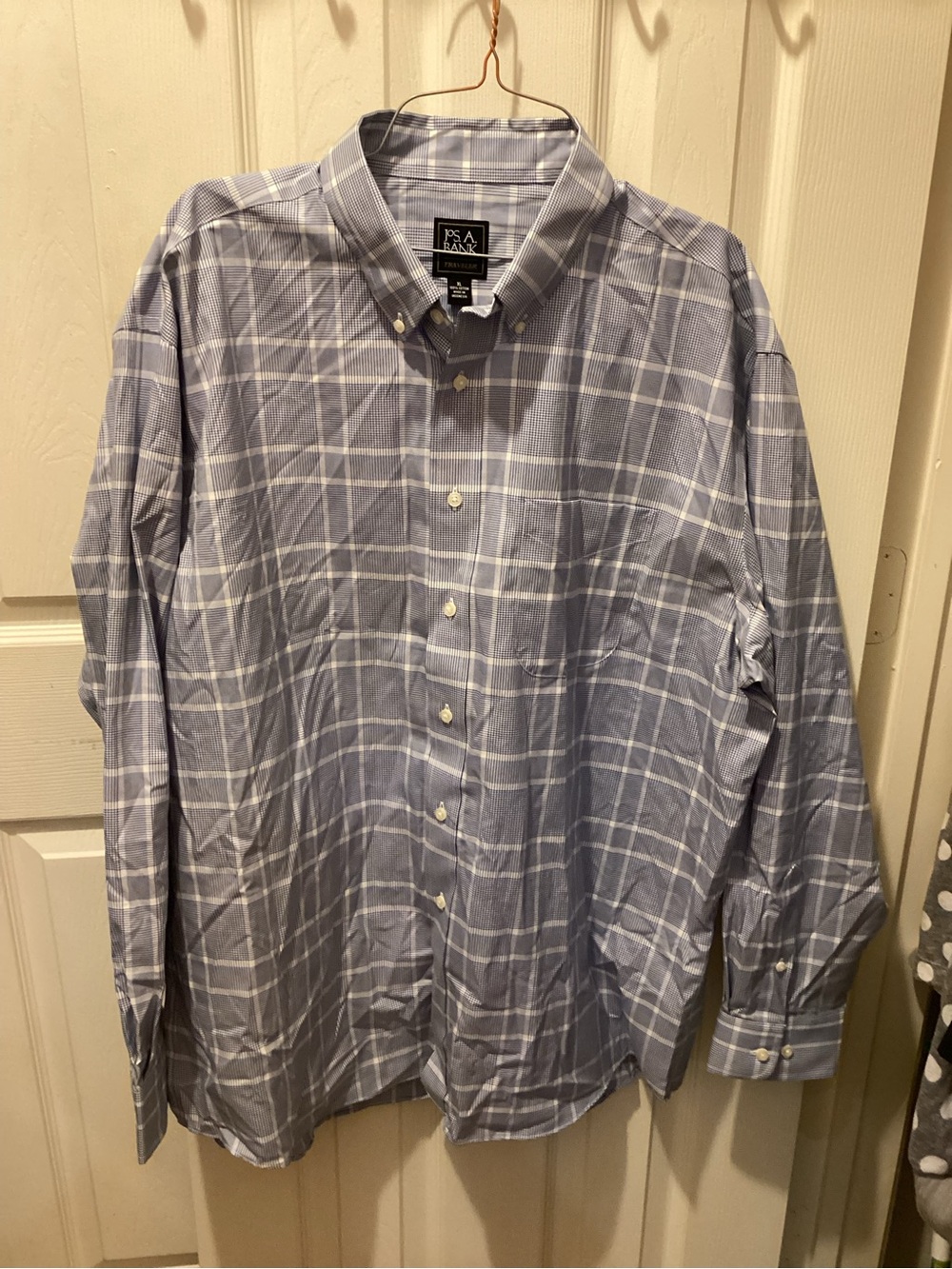 Jos. A. Bank Blue and White Windowpane Button-Down Shirt